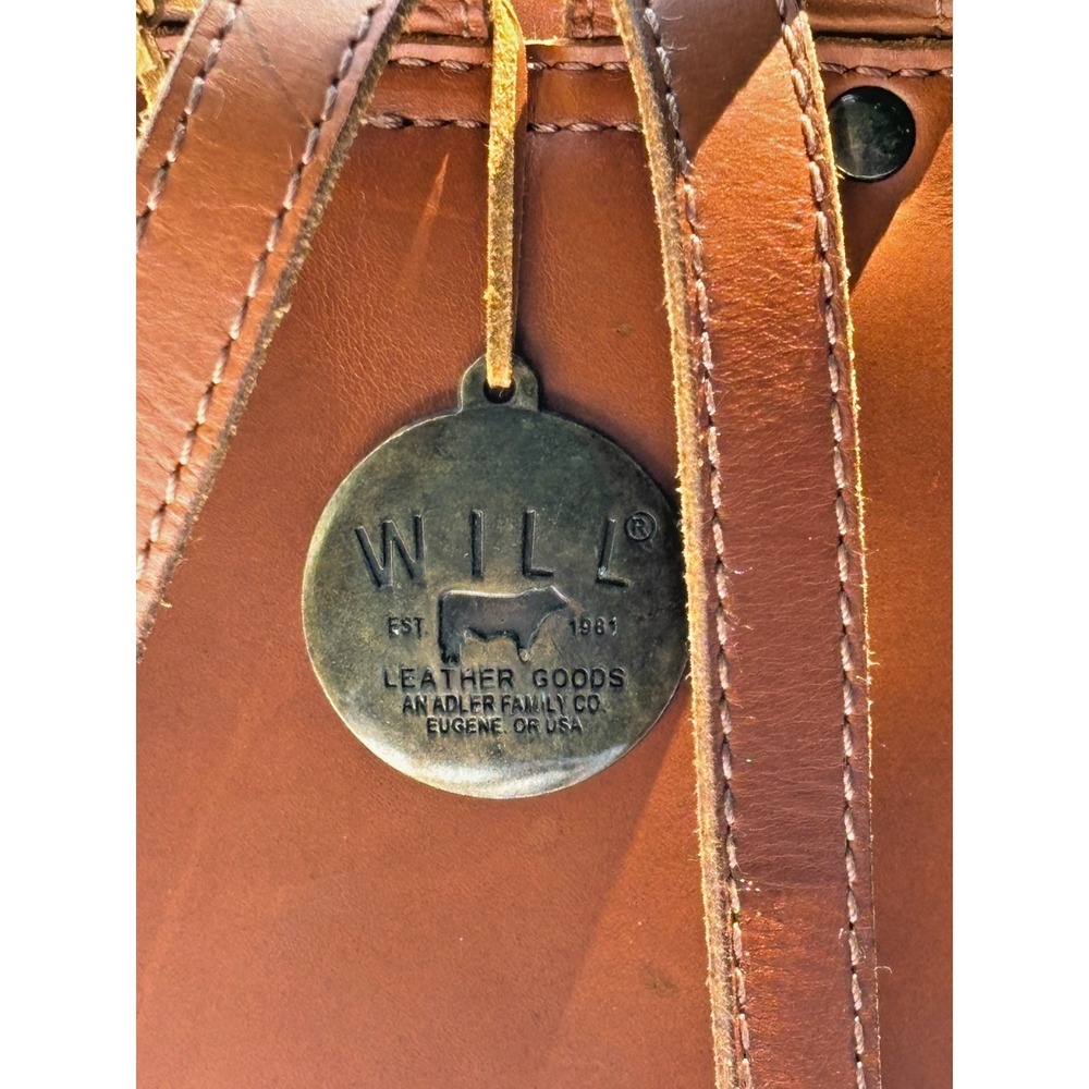 WILL Full Grain Leather Simple Backpack Purse Tan Unlined Magnetic Closure EUC - Picture 6 of 16